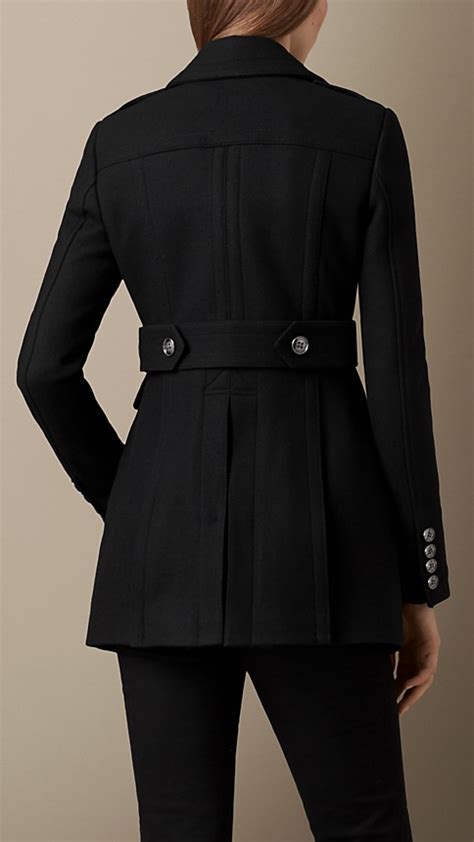 burberry fitted wool blend twill pea coat|Burberry Limited.